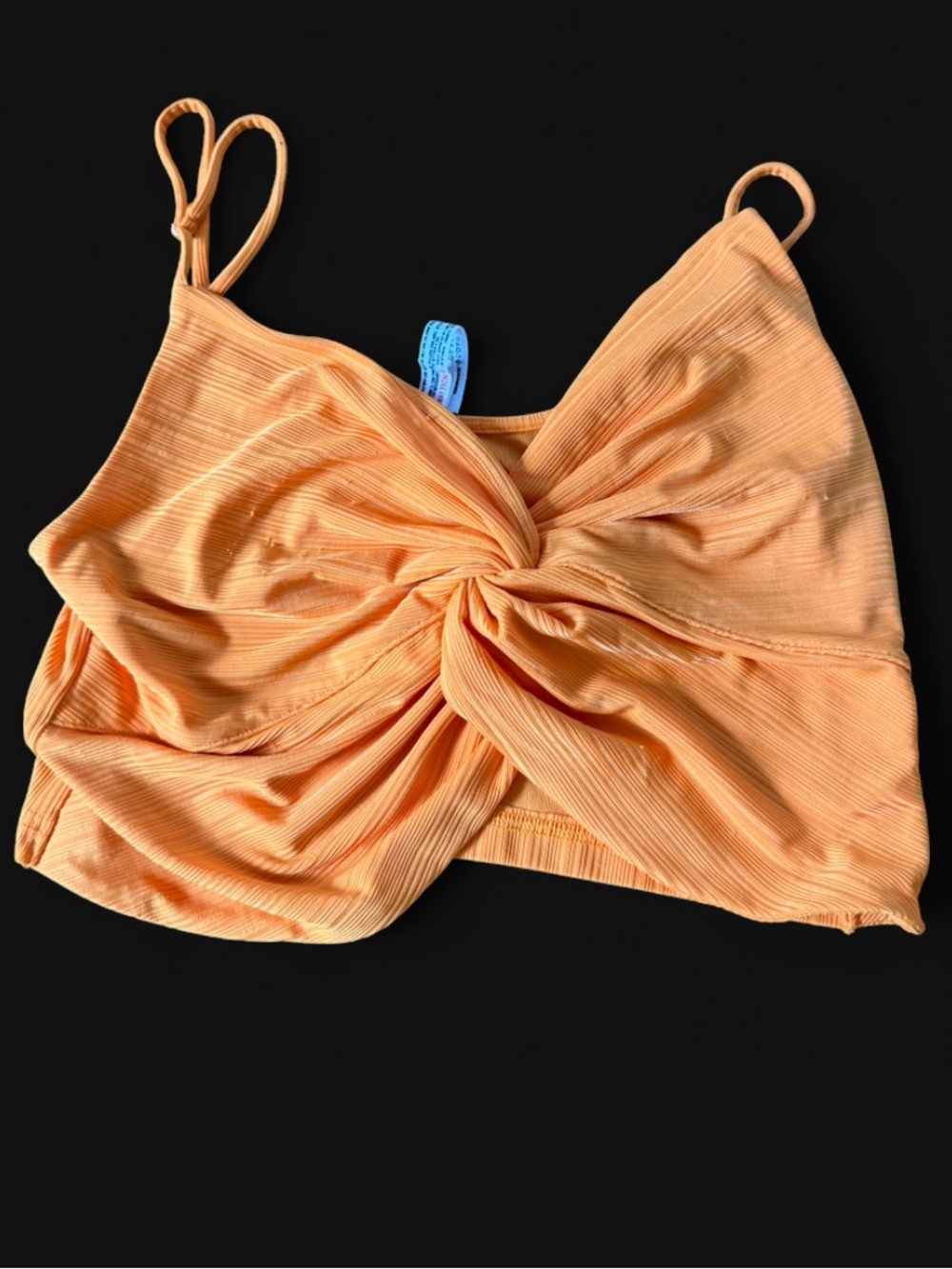 Free People Orange Twist-Front Ribbed Crop Top